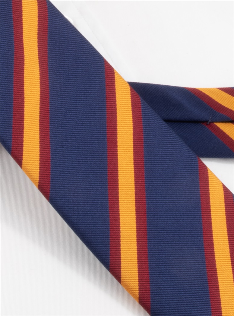 Silk Striped Tie in Navy