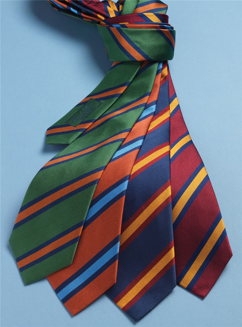 Silk Striped Tie in Navy