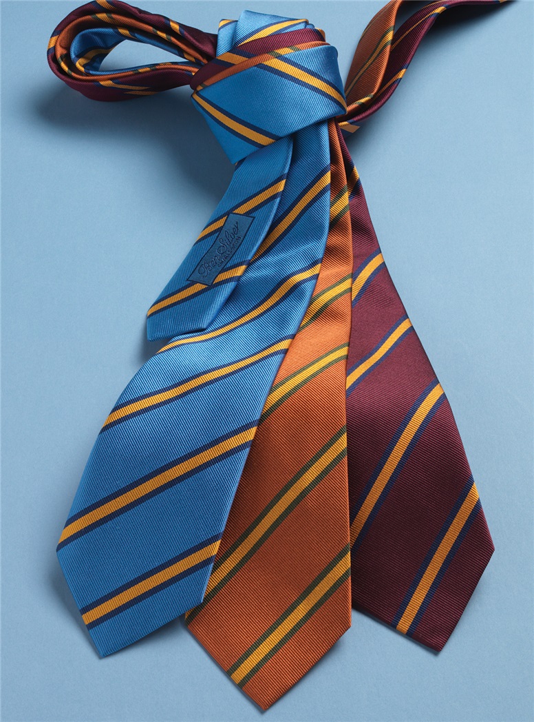 Silk Striped Tie in Cornflower