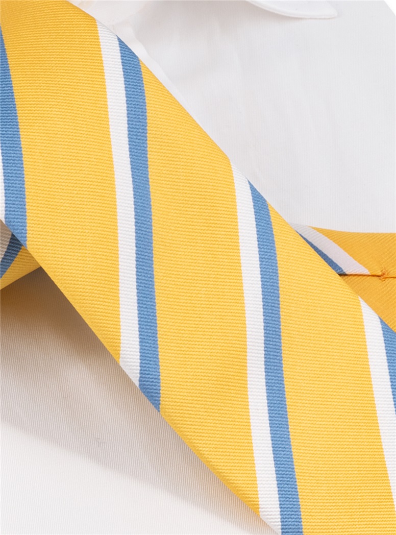 Silk Double Striped Tie in Yellow