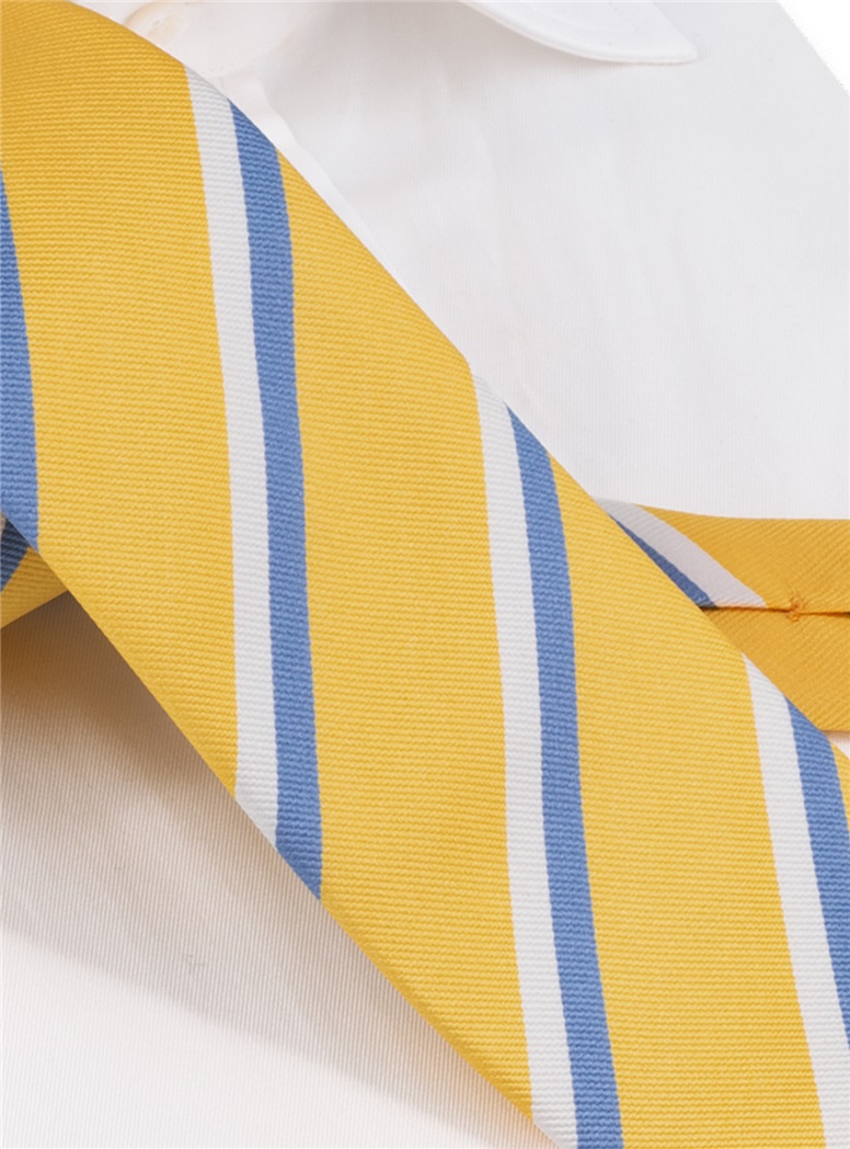 Silk Double Striped Tie in Yellow