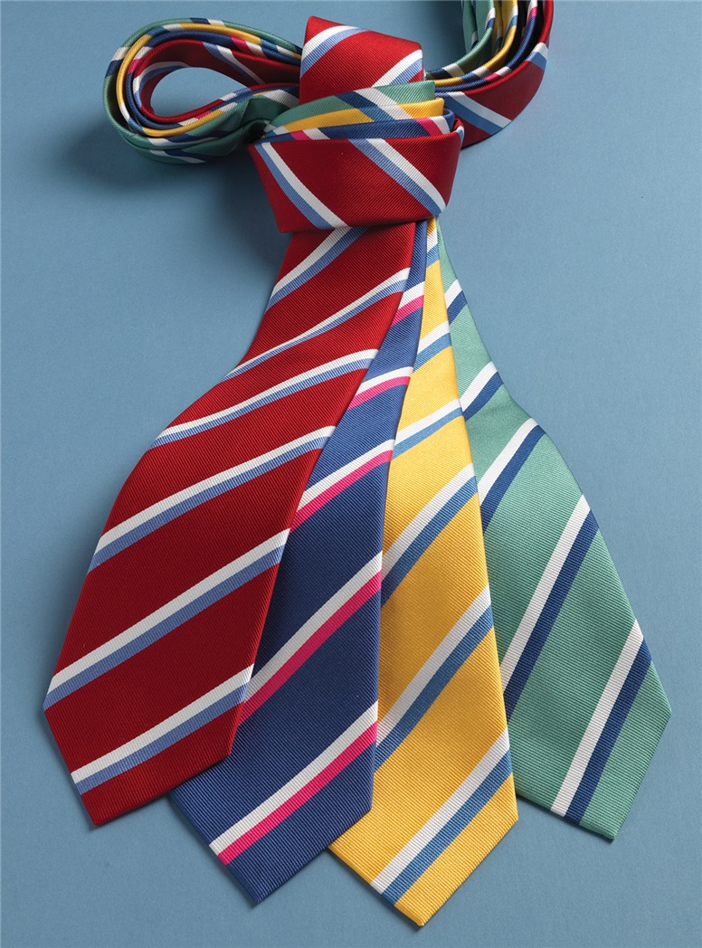 Silk Double Striped Tie in Yellow