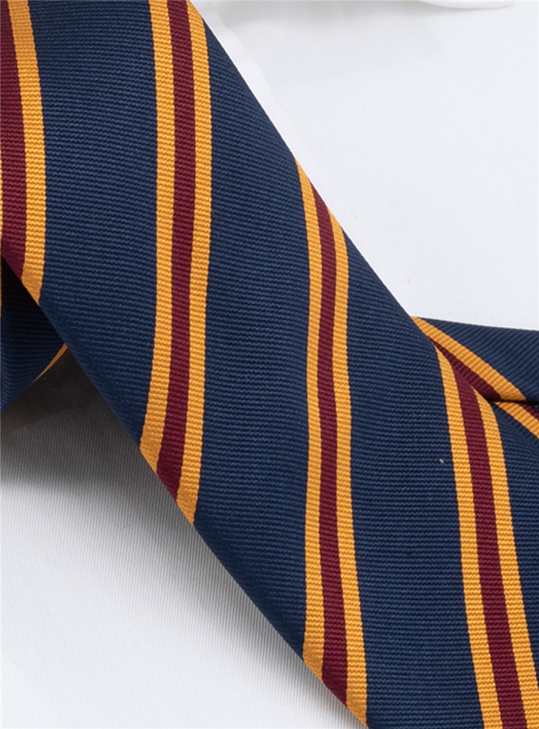 Silk Striped Tie in Navy