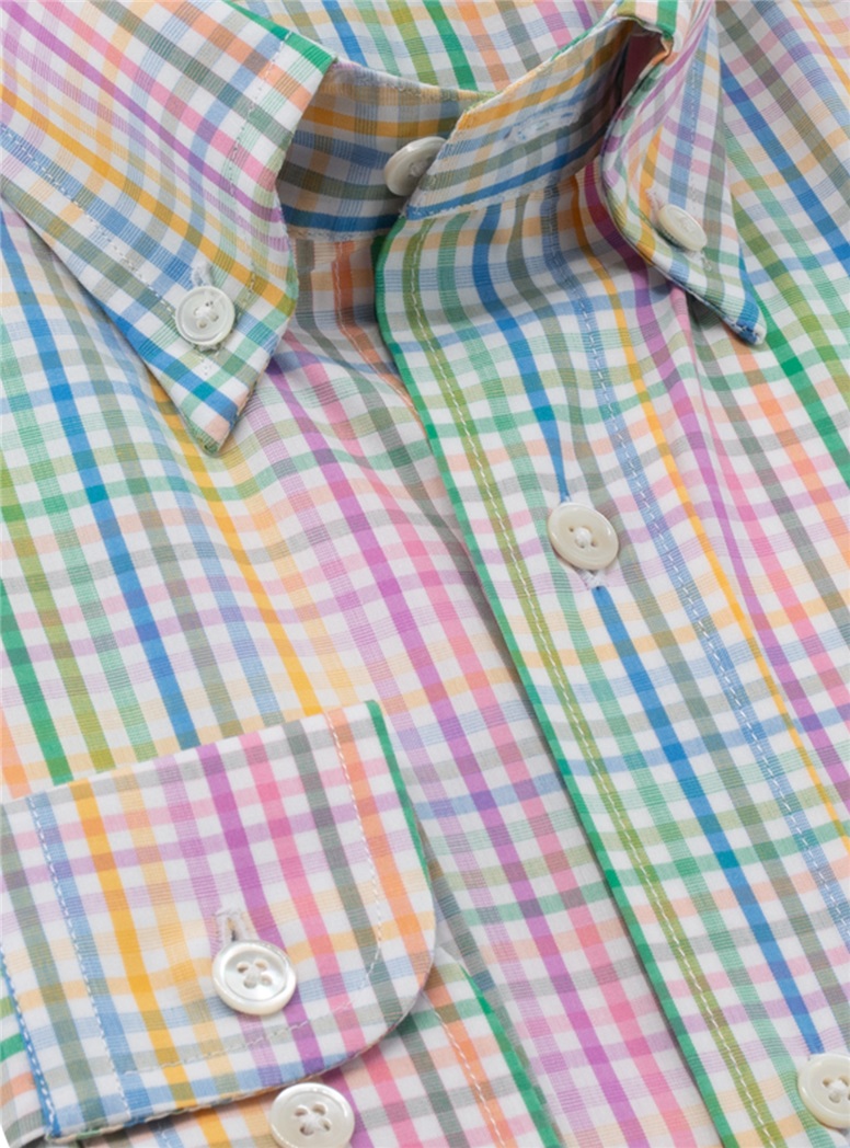 Multi-Colored Check Button Down