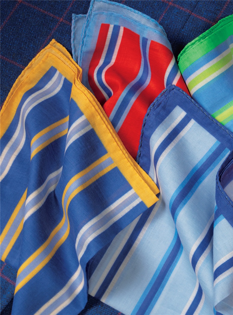 Cotton Stripe Pocket Squares
