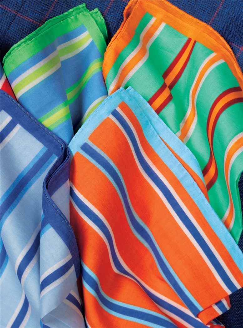 Cotton Stripe Pocket Squares