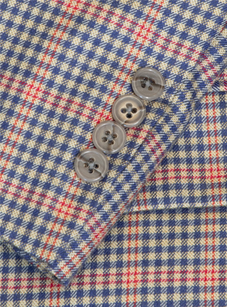 Straw and Indigo District Check Sport Coat in Cashmere, Wool and Silk