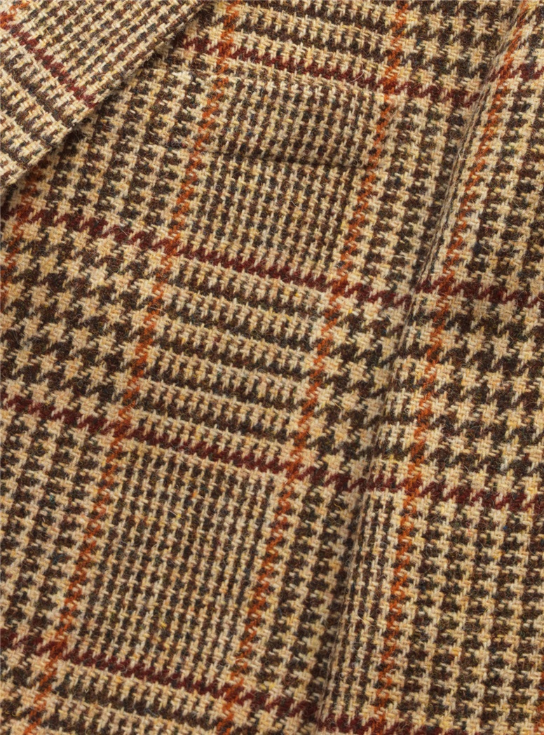 Brown and Tan Russell Plaid Harris Tweed Jacket