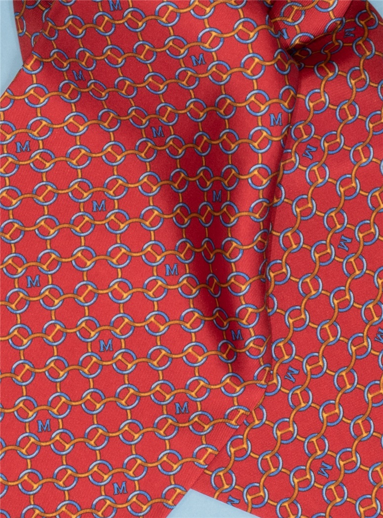 Silk Patterned Ascot in Red
