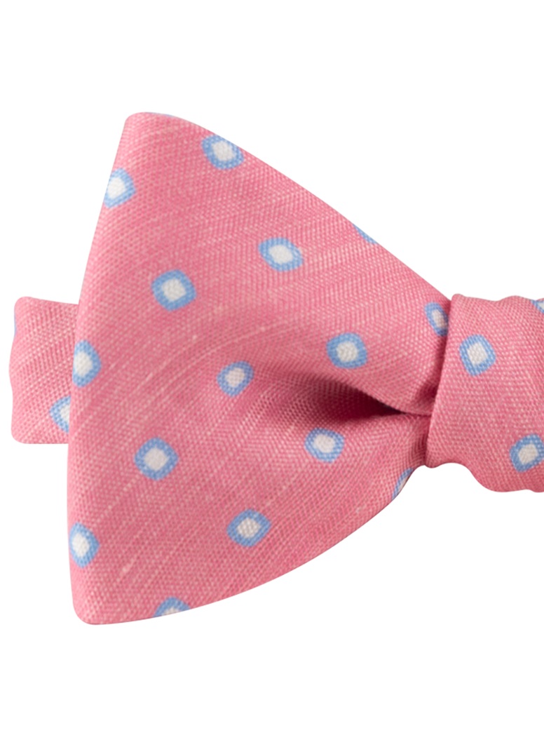 Silk and Linen Dot Bow Tie in Rose