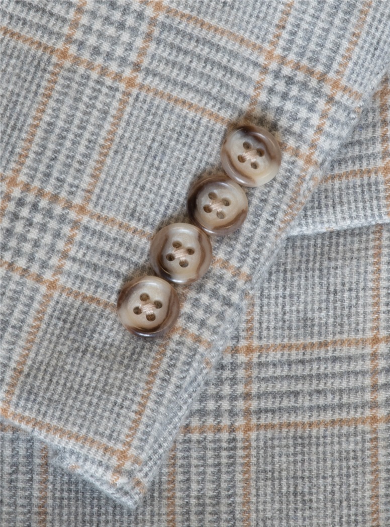 Grey Glen Plaid Cashmere Sport Coat with Golden Windowpane