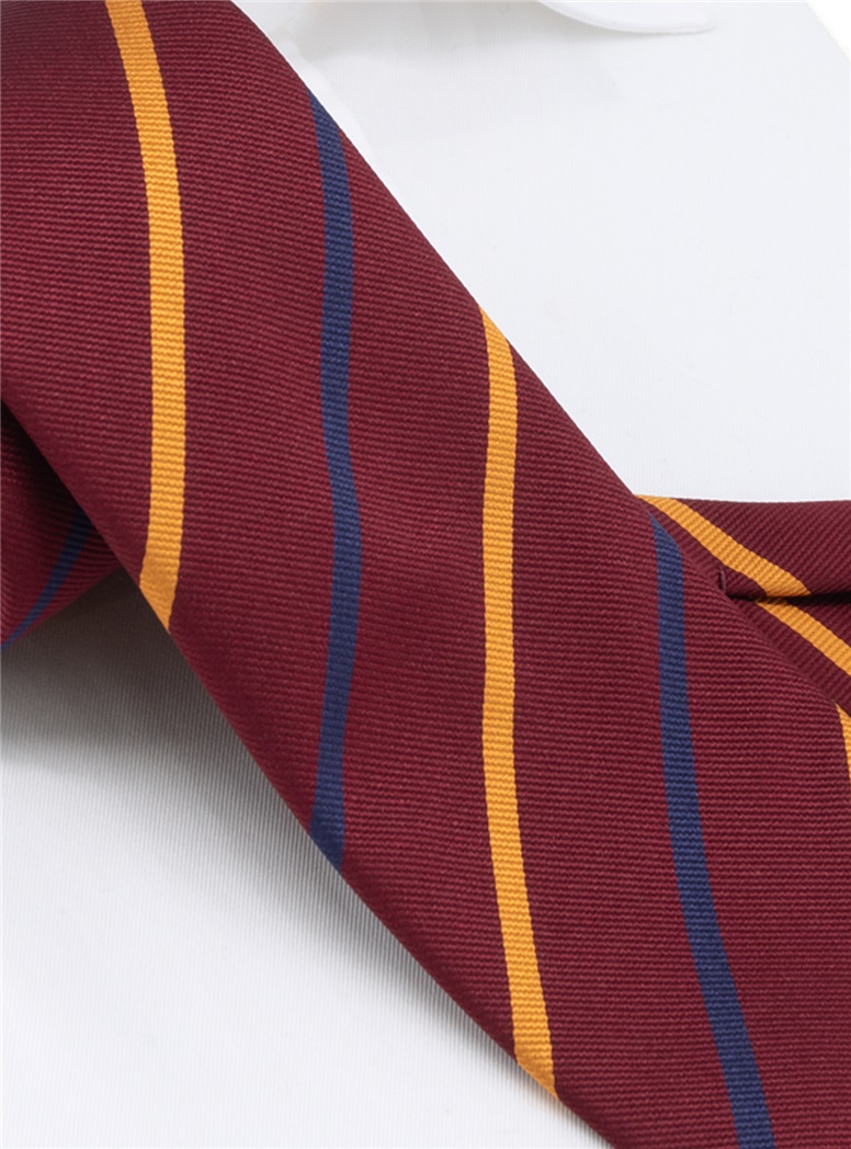 Silk Bar Striped Tie in Wine