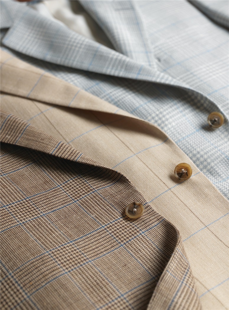 Soft Blue/Grey Plaid Sport Coat with Blue Windowpanes