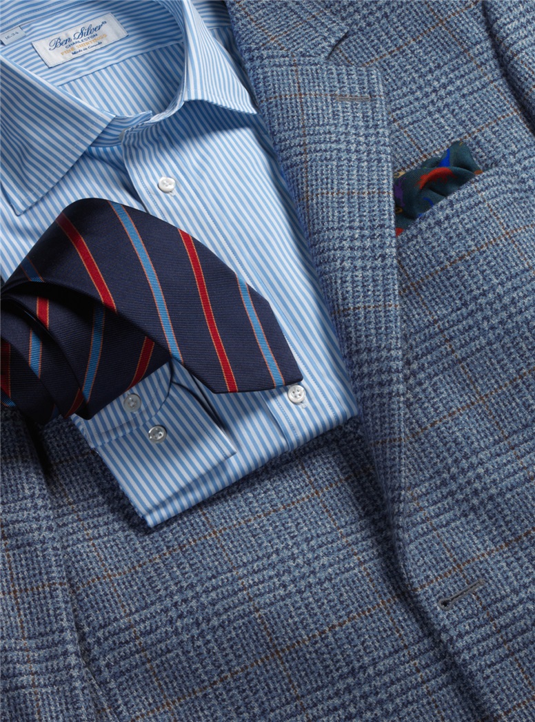 Delft and Storm Glen Plaid Cashmere Sport Coat with Coffee Windowpane