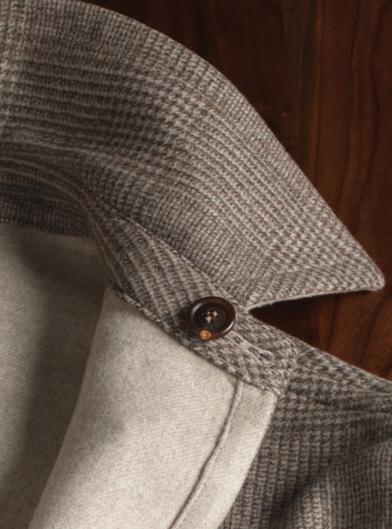 Ladies Wool Double-Faced Cape in Sand and Tan Glen Plaid