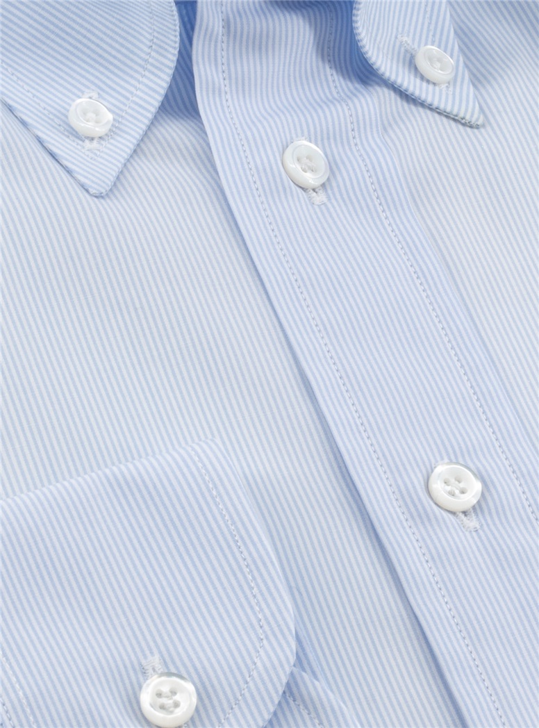 140s Blue and White Bengal Stripe Button Down