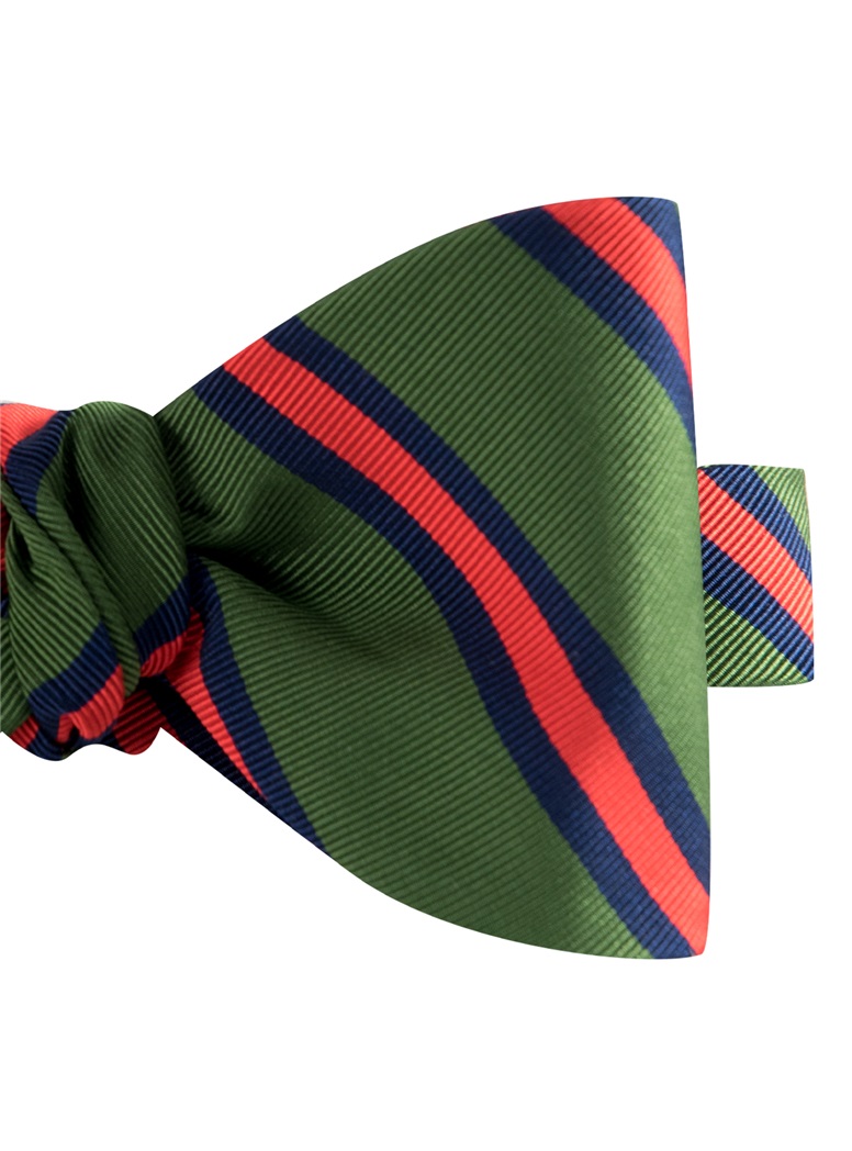 Mogador Silk Stripe Bow Tie in Leaf and Chilli