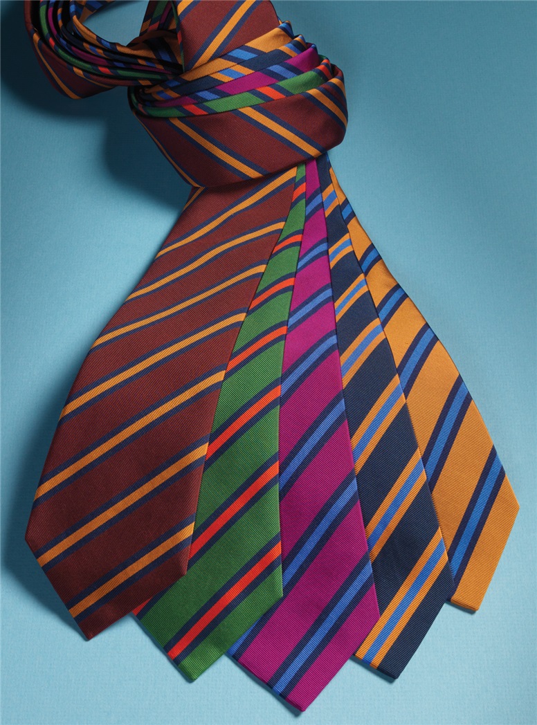 Mogador Woven Stripe Tie in Copper and Cornflower