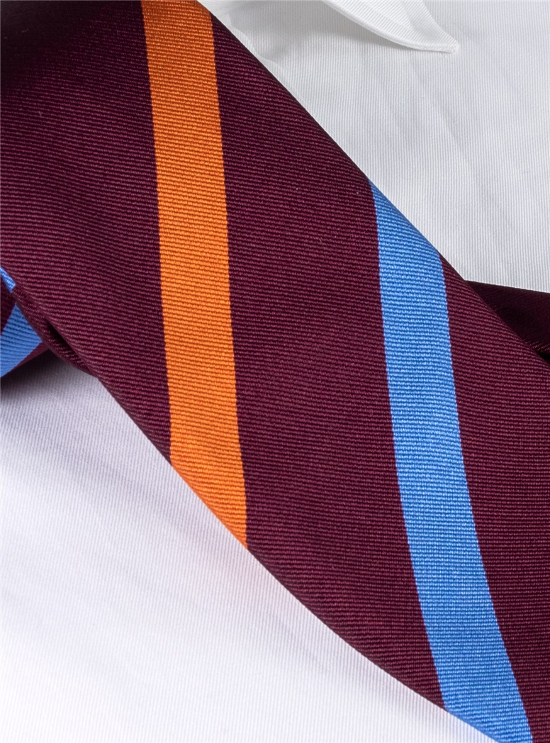 Silk Multi Stripe Tie in Wine