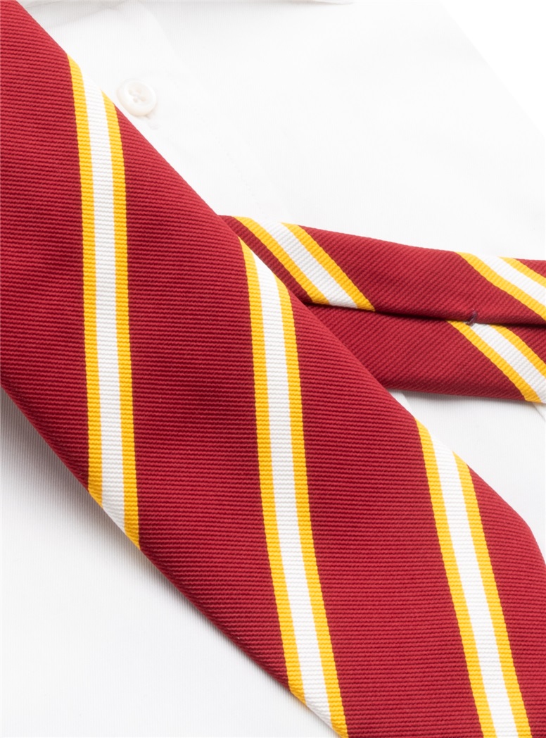 Silk Striped Tie in Burgundy