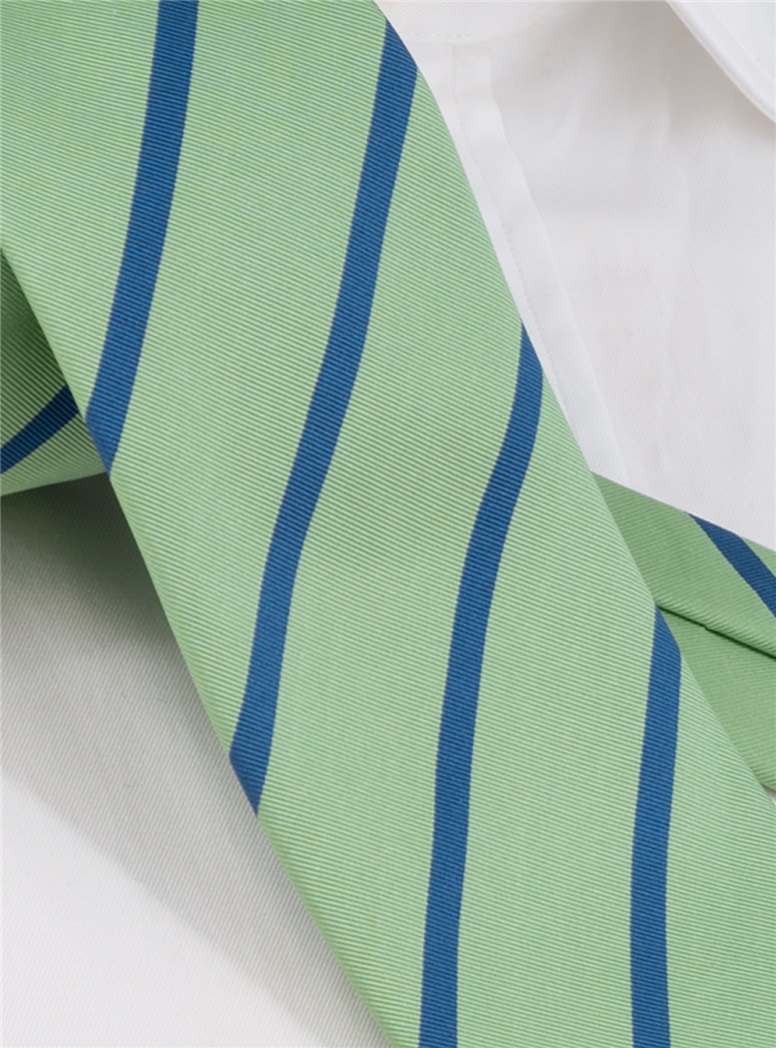 Silk Bar Striped Tie in Green Tea