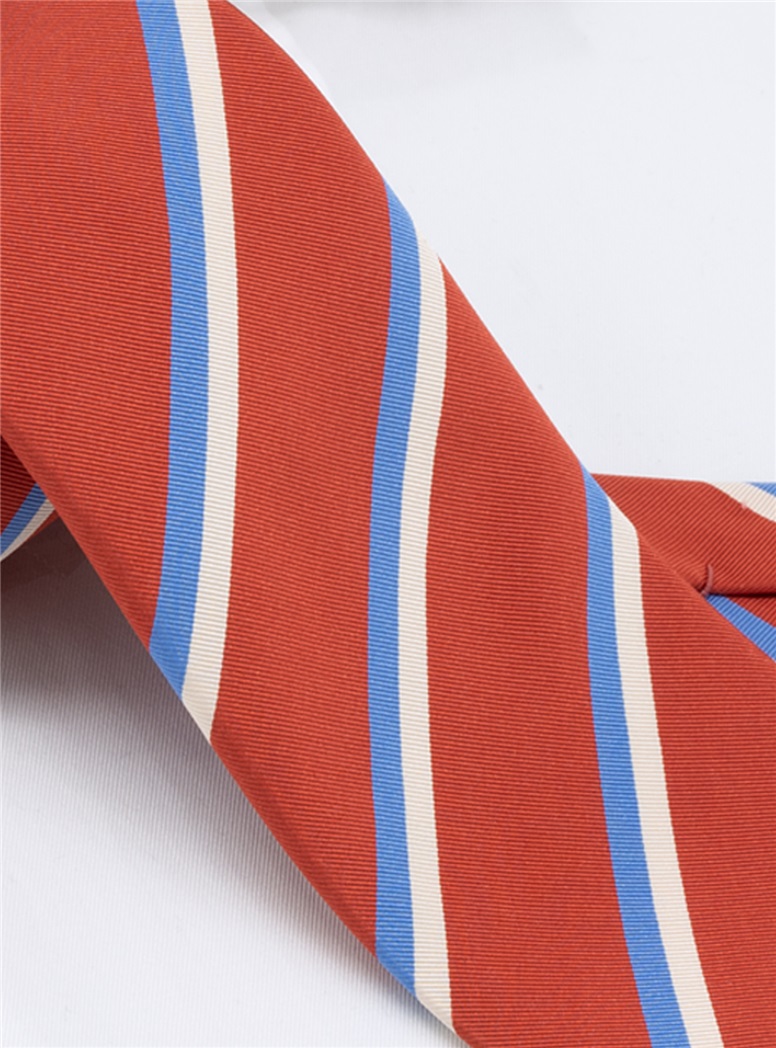 Mogador Silk Striped Tie in Brick