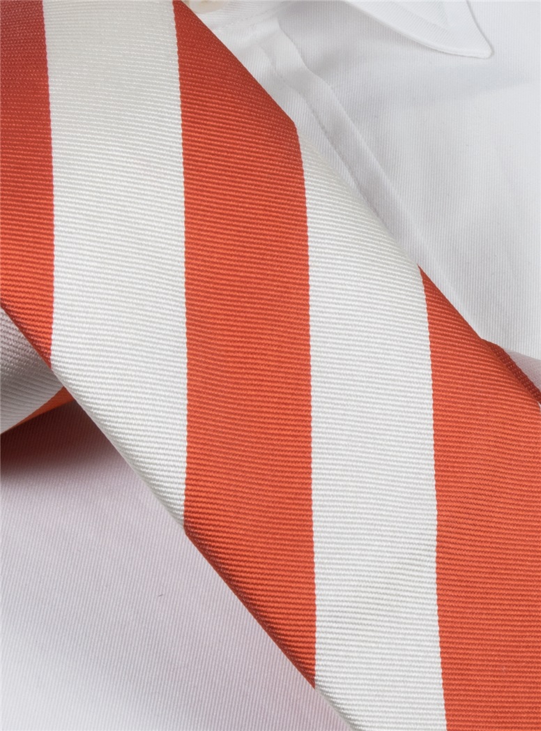 Silk Block Stripe Tie in Copper