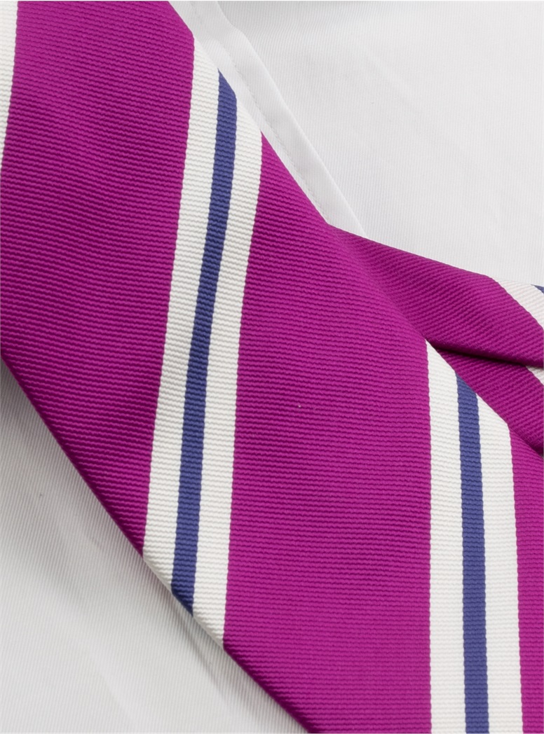 Silk Striped Tie in Magenta