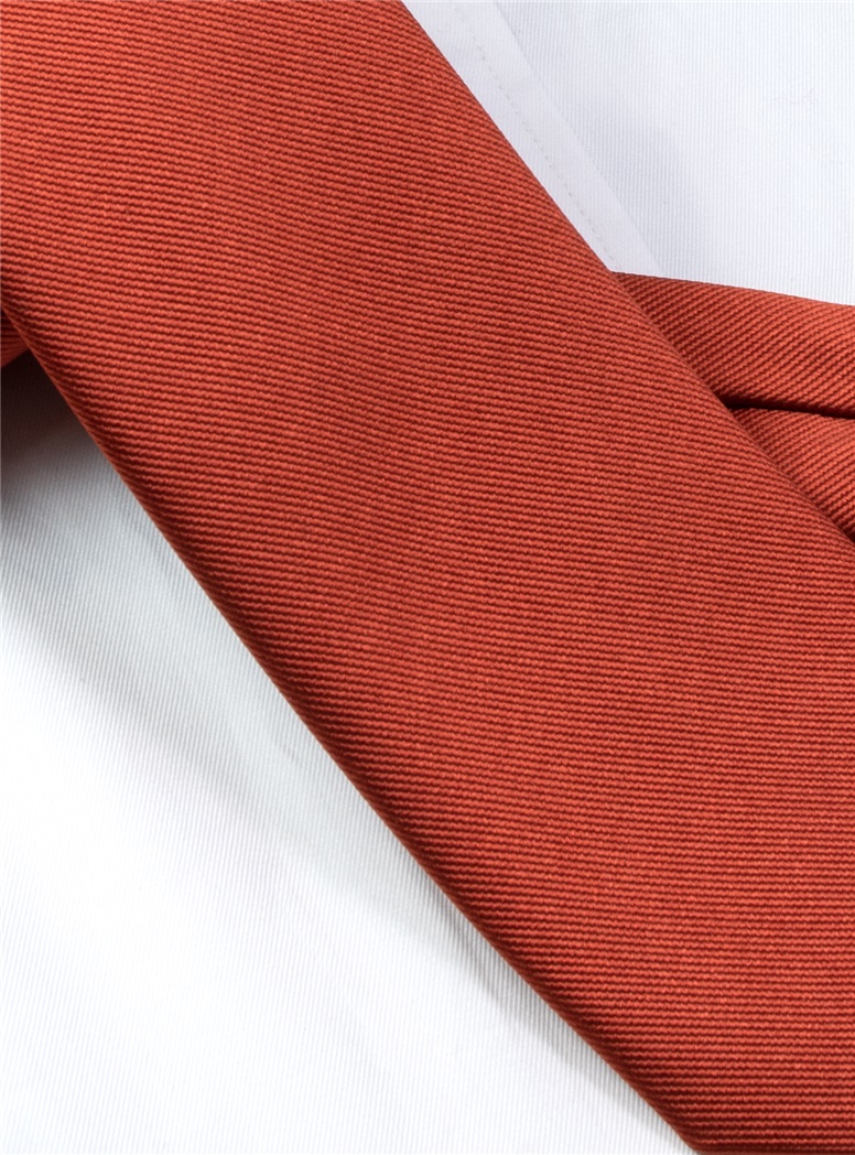 Silk Signature Solid Tie in Burnt Orange