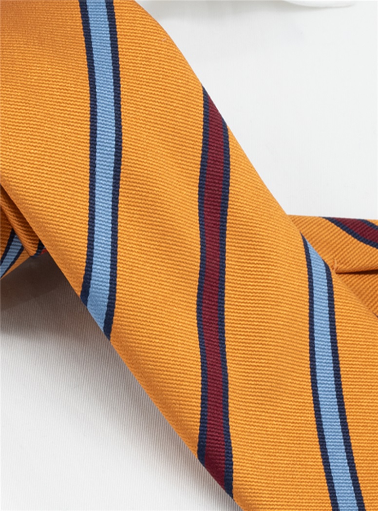 Silk Striped Tie in Amber