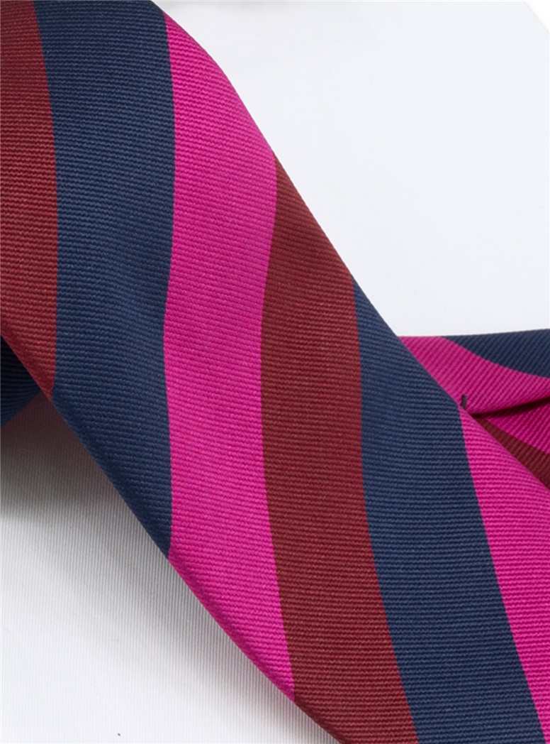Silk Block Striped in Deep Pink