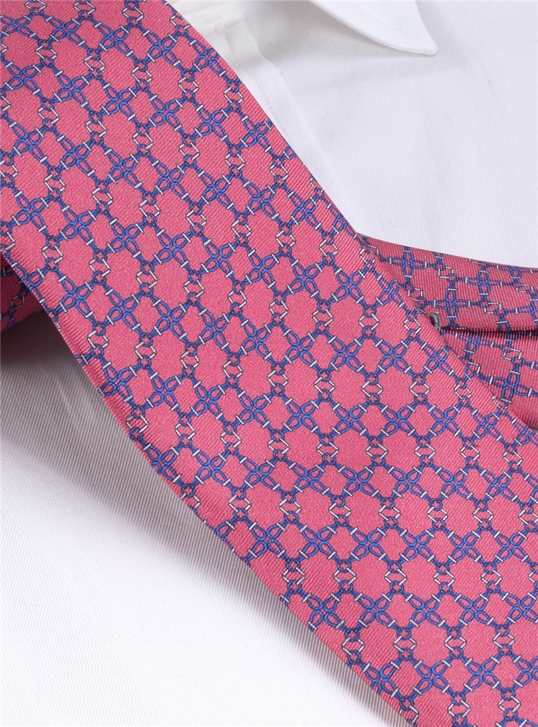 Silk Printed Tie in Pink