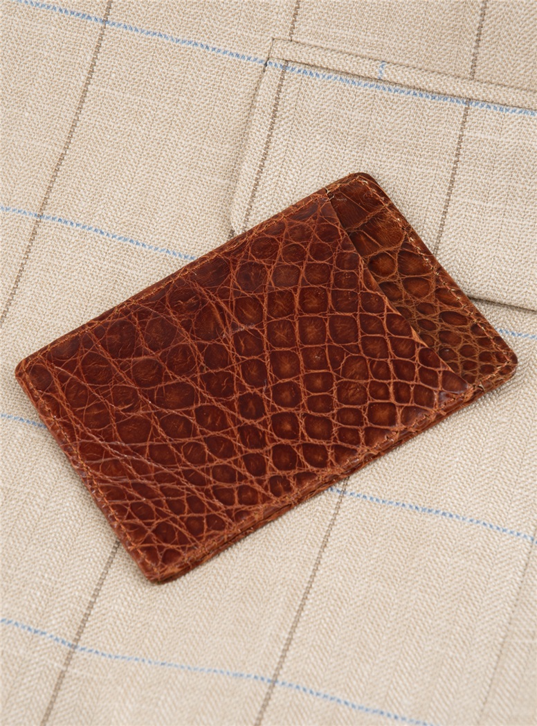 Alligator Card Case in Cognac