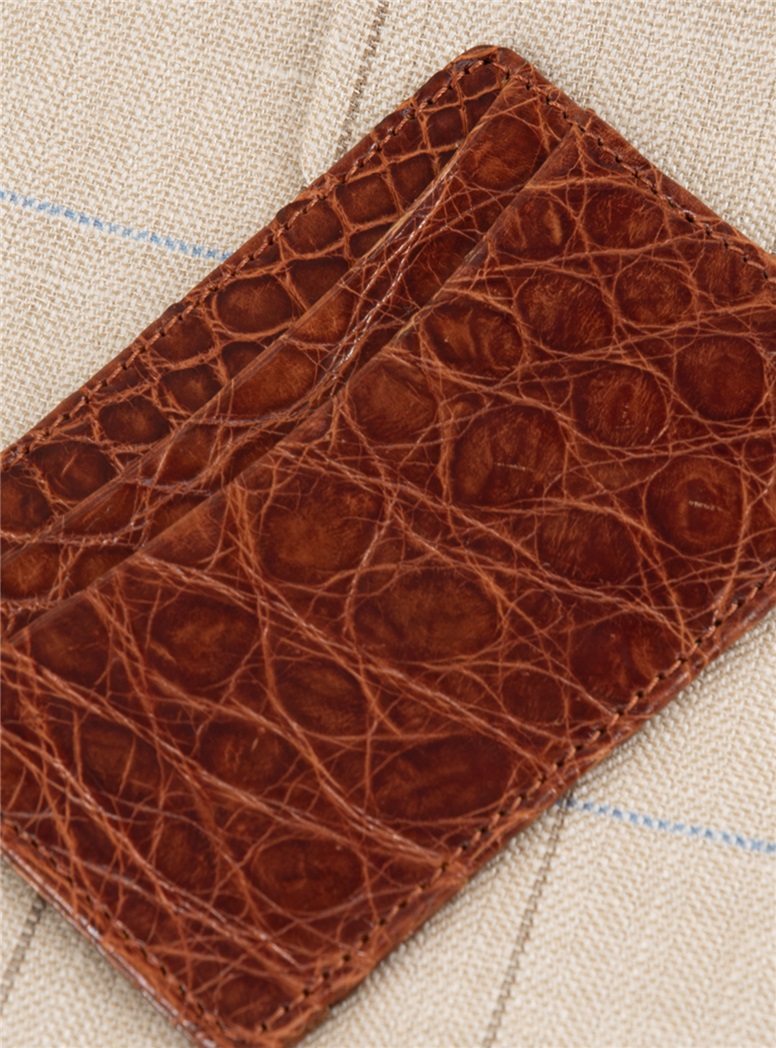 Alligator Card Case in Cognac