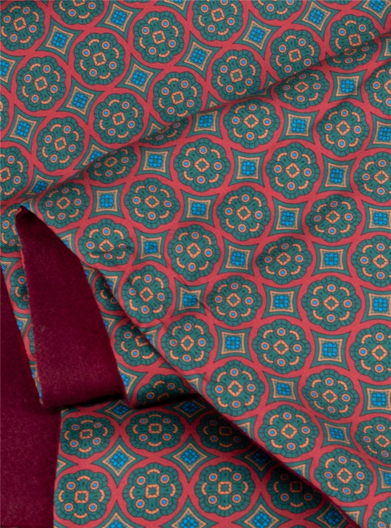 Silk Medallion Printed Scarf in Cardinal