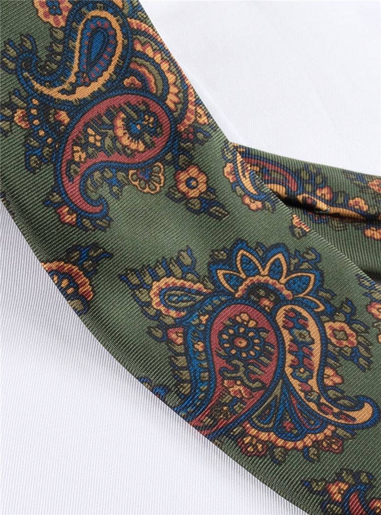 Silk Print Paisley Tie in Fern