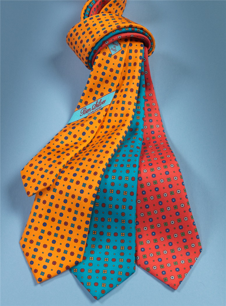 Silk Neat Printed Tie in Aqua