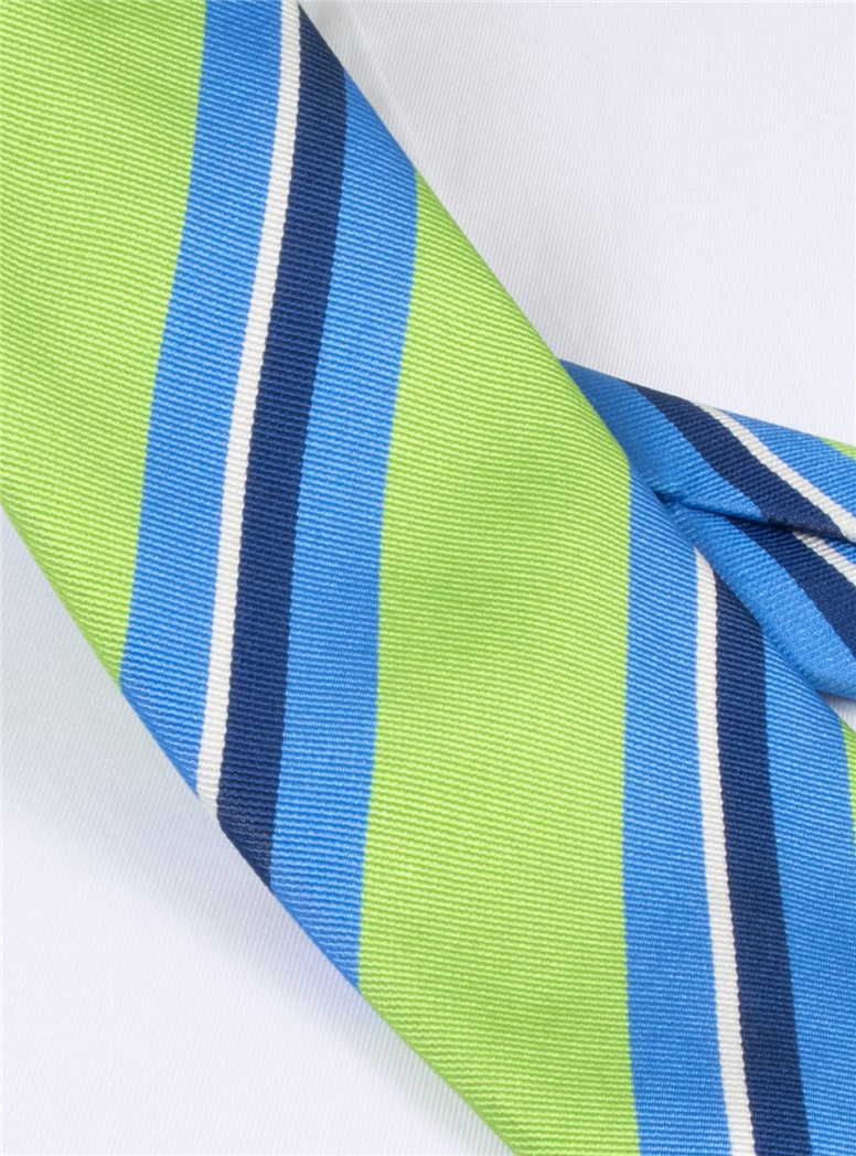 Silk Woven Multi-Stripe Tie in Lime