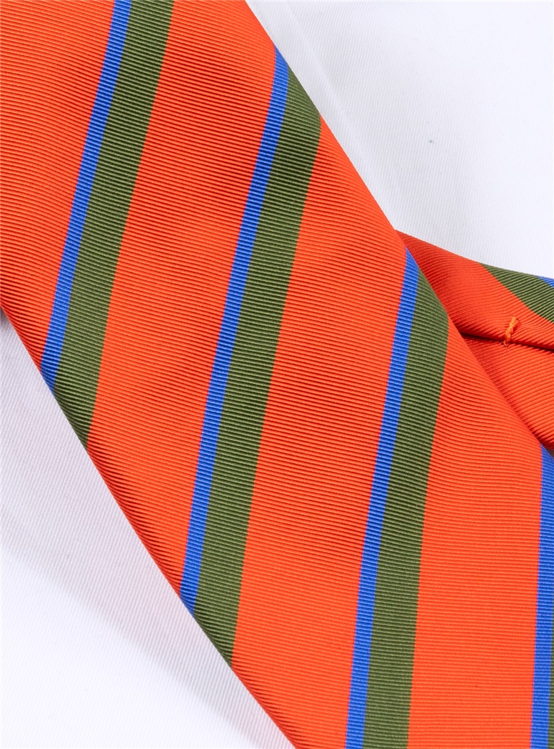 Mogador Double Striped Tie in Tangerine