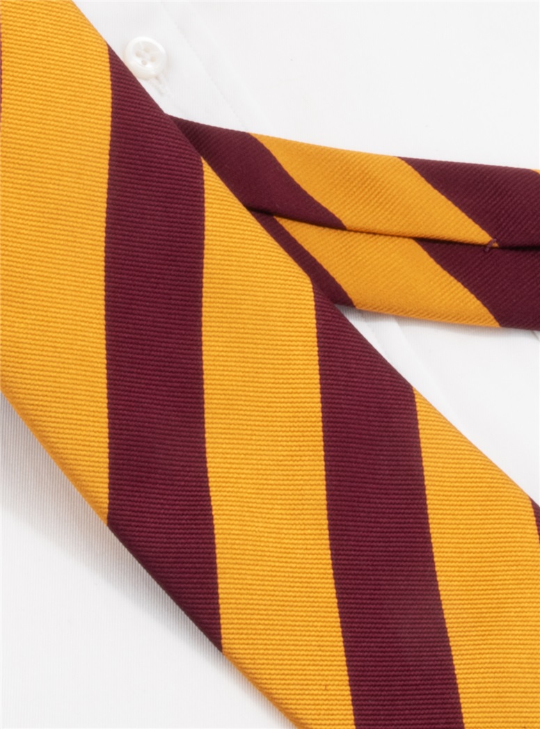 Silk Block Stripe Tie in Wine and Copper