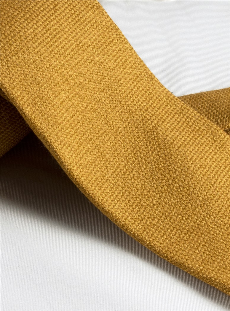 Wool, Silk and Cashmere Blend Solid Tie in Marigold