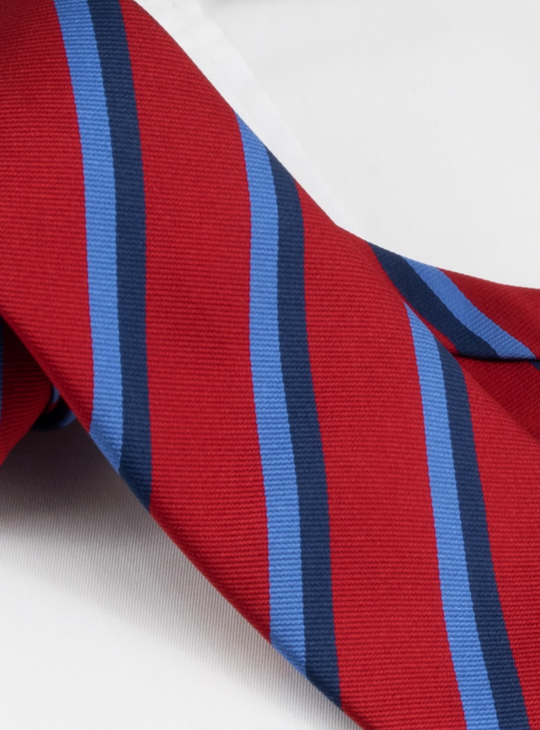Silk Double Stripe Tie in Scarlet