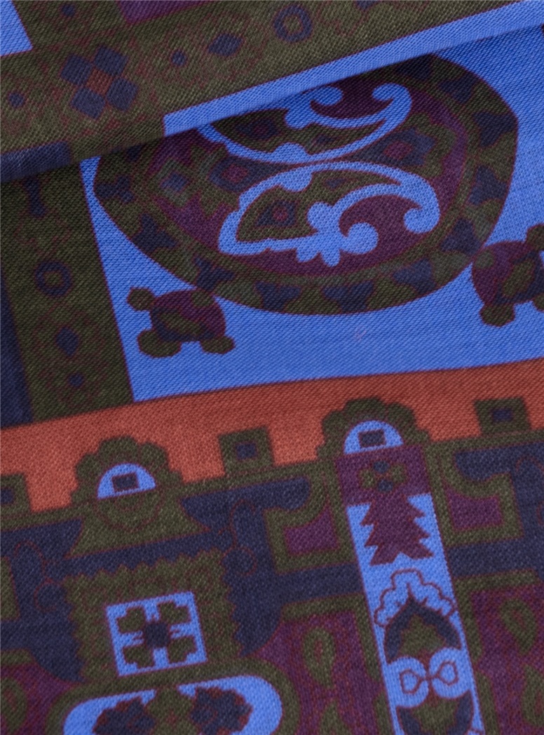 Wool and Silk Medallion Printed Scarf