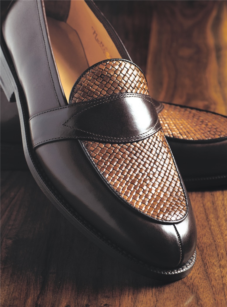 The Savannah Loafer in Brown Leather with Woven Upper
