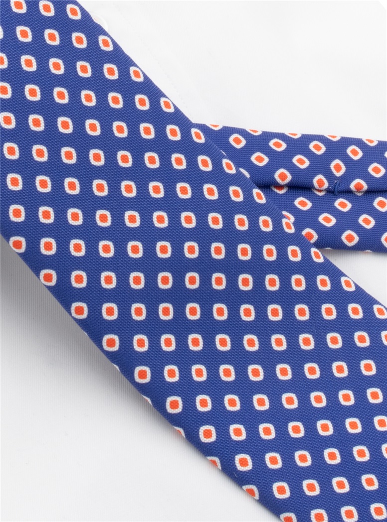 Silk Square Motif Tie in Royal