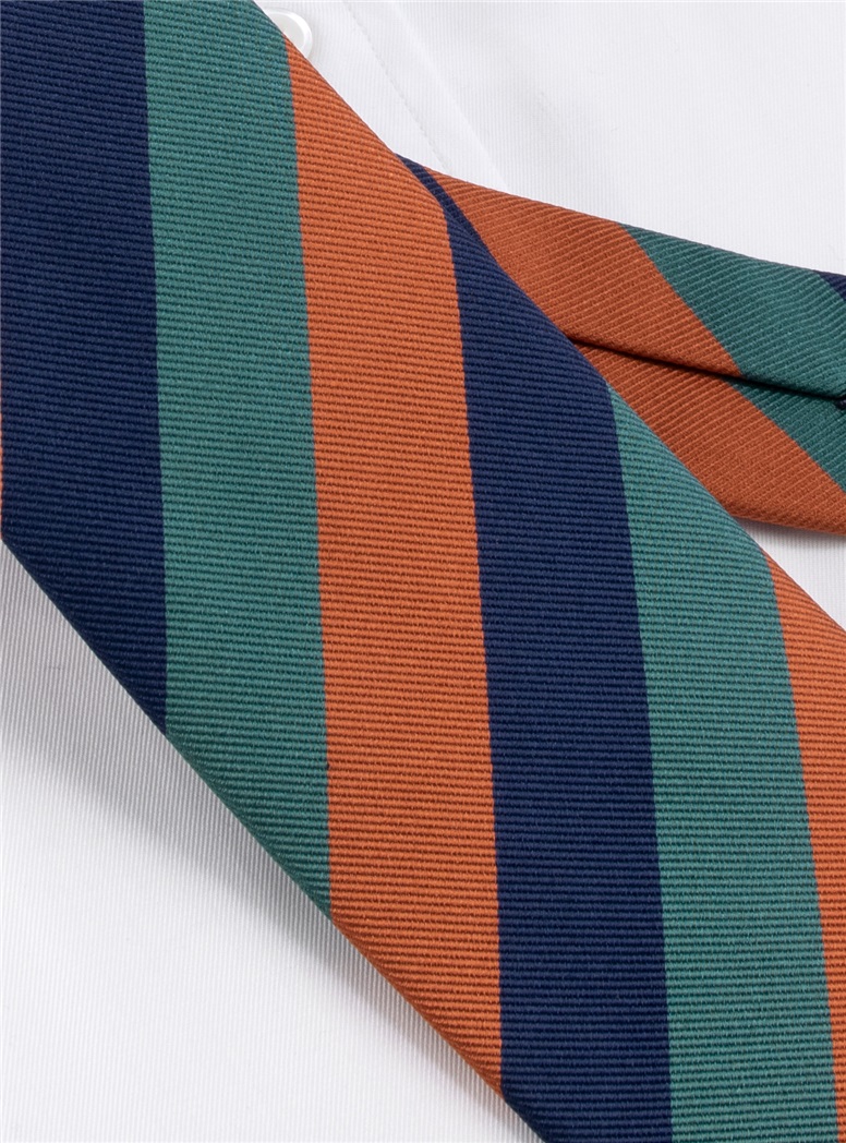 Silk Block Striped Tie in Copper