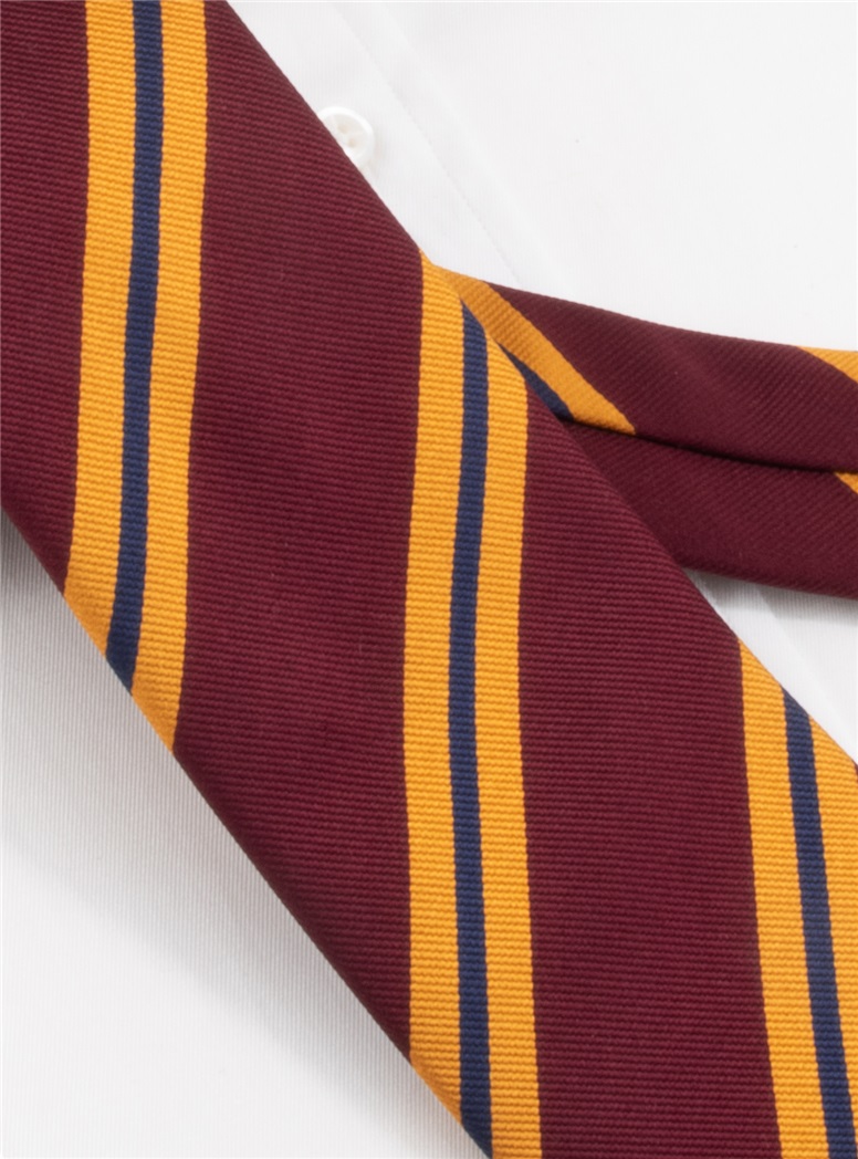 Silk Striped Tie in Claret