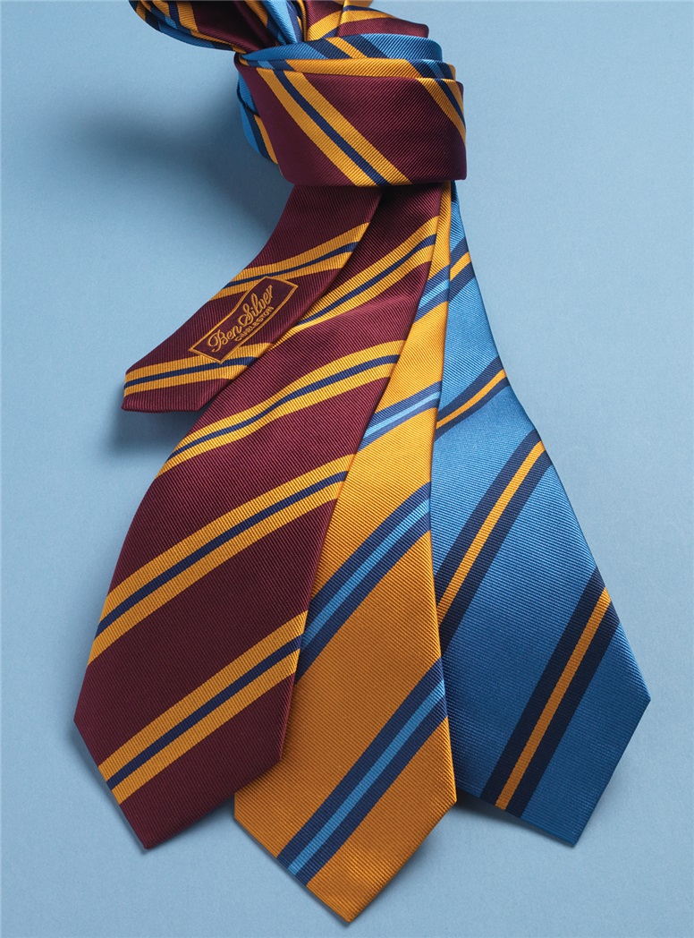 Silk Striped Tie in Claret