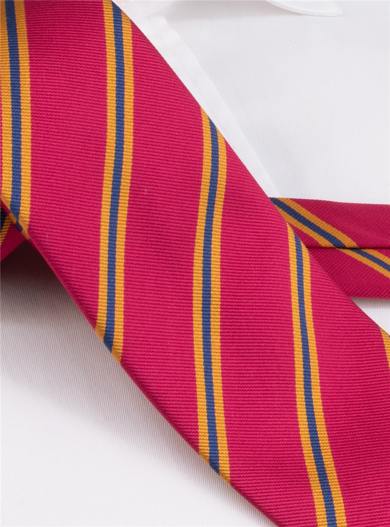 Silk Striped Tie in Azalea