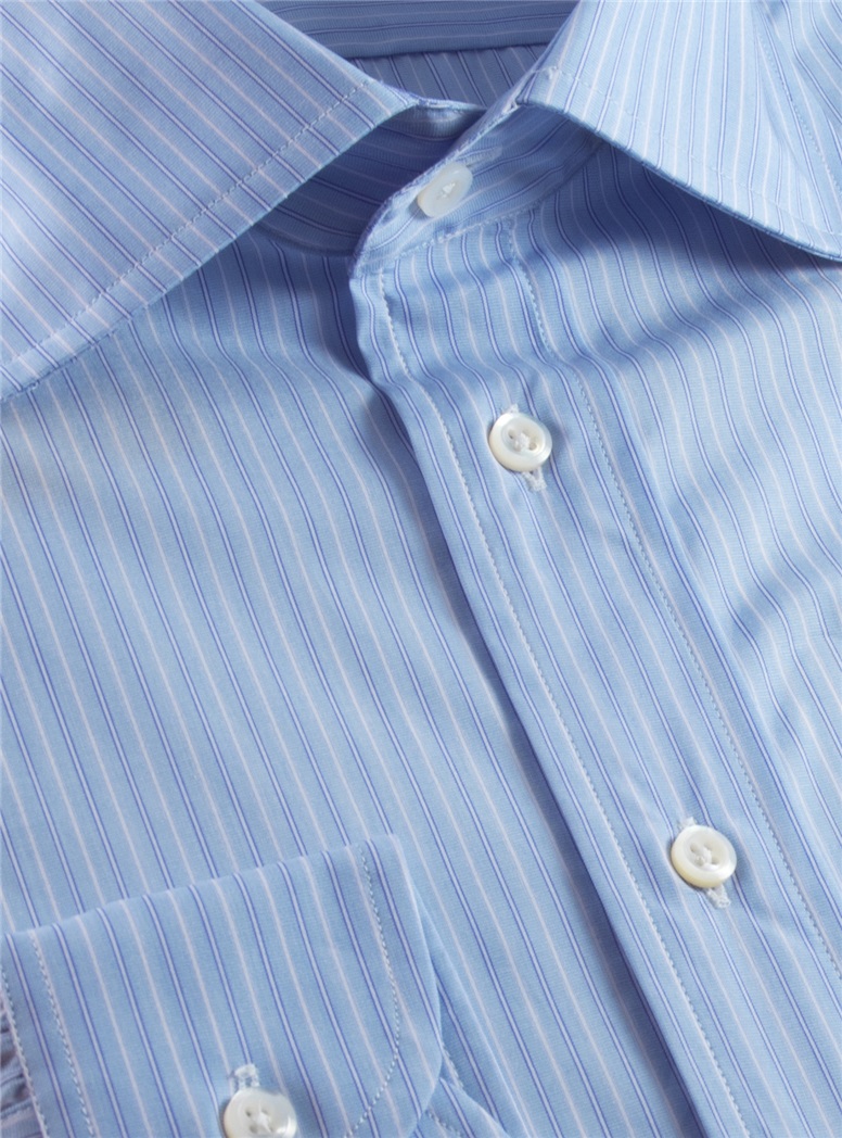 Sky With Purple Pinstripe Spread Collar